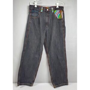 UBUG Jeans Men's 36x32 Dark Wash Embroidered Pocket Baggy Fit Denim Pants